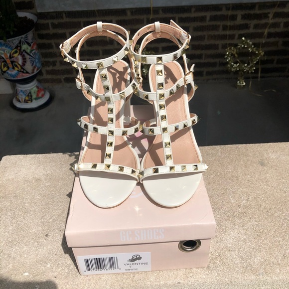 White Studded High Heels - Picture 2 of 7